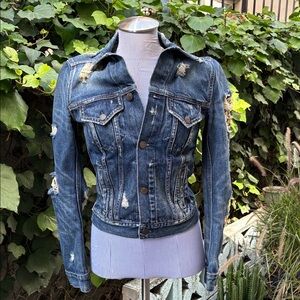 Ralph Lauren Distressed 1990’s Dark Blue Denim Jacket - Women XS